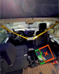 Sichere Trittfläche auf den VW Bus Fahrersitzen mit Sitzheizung